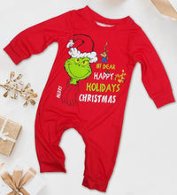 2024 Christmas Matching Family Pajamas - Grinch Cartoon Print Holiday PJs Set for Adults, Kids, Babies & Dogs