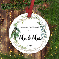 2024 Our First Christmas Married Ornament - Wedding Gift for Couple, First Christmas as Mr. and Mrs. Keepsake