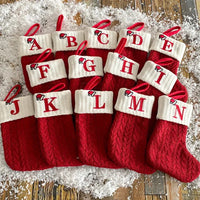 2024 Christmas Stocking Gift Bags - Embroidered Decorative Letters, Hanging Holiday Stockings for Fireplace & Tree