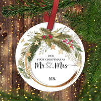 2024 Our First Christmas Married Ornament - Wedding Gift for Couple, First Christmas as Mr. and Mrs. Keepsake