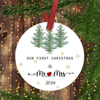 2024 Our First Christmas Married Ornament - Wedding Gift for Couple, First Christmas as Mr. and Mrs. Keepsake