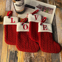 2024 Christmas Stocking Gift Bags - Embroidered Decorative Letters, Hanging Holiday Stockings for Fireplace & Tree