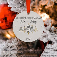 2024 Our First Christmas Married Ornament - Wedding Gift for Couple, First Christmas as Mr. and Mrs. Keepsake