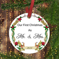 2024 Our First Christmas Married Ornament - Wedding Gift for Couple, First Christmas as Mr. and Mrs. Keepsake